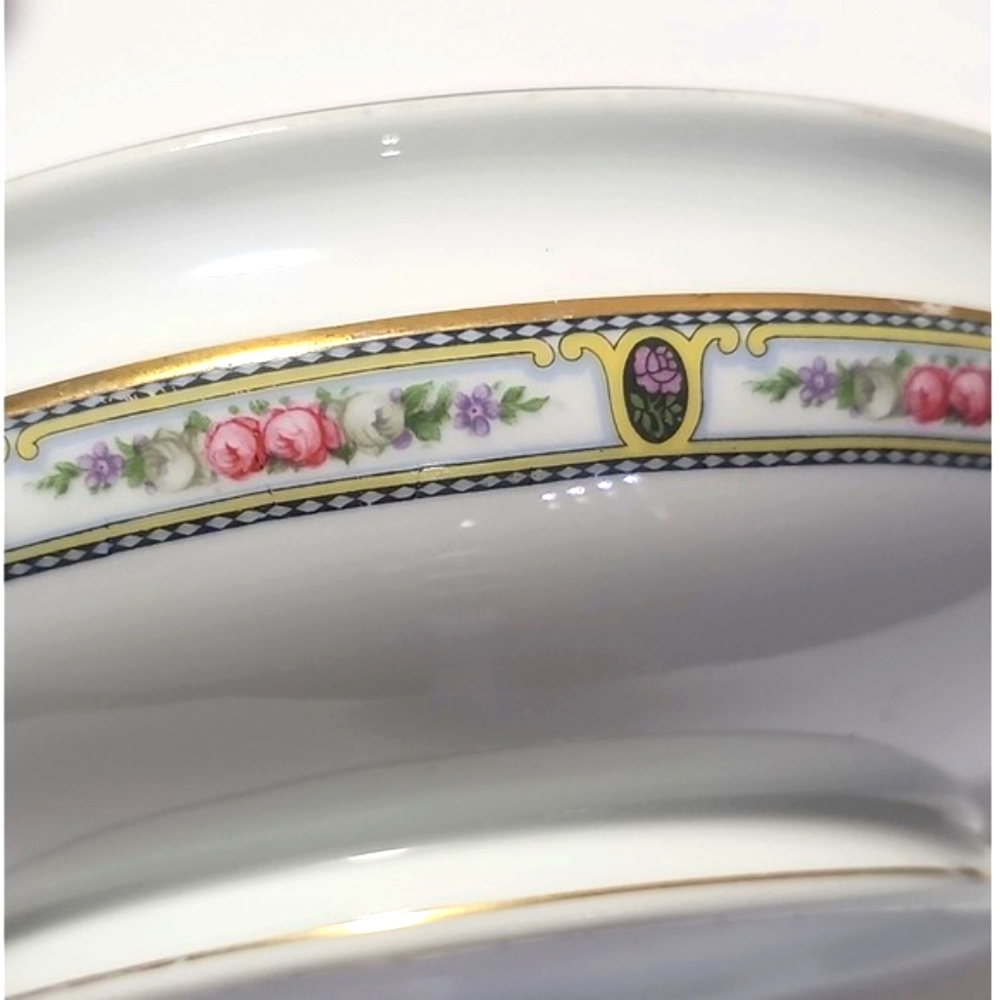 Vintage Rosenthal Bavaria Serving Bowl Two Handled Floral Gold Trim No Lid‎